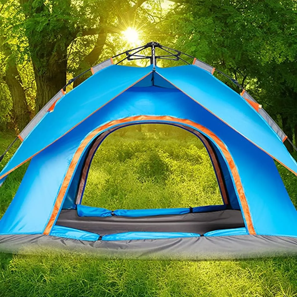 Dome Tents for 2-3 Person Family, Instant Pop Up Camping Tents with Sun Shelters, Easy to Install, for Camping Hiking Outdoor Activities Blue