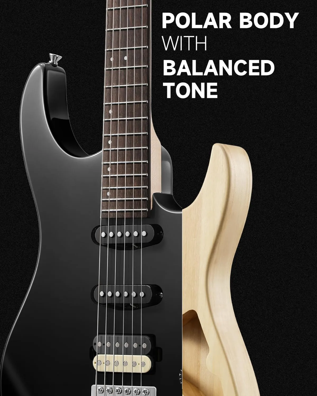 Donner DMT-66 39 Inch Full Size Electric Guitar for Beginner, Starter Electric Guitar Kit with Bag, Black