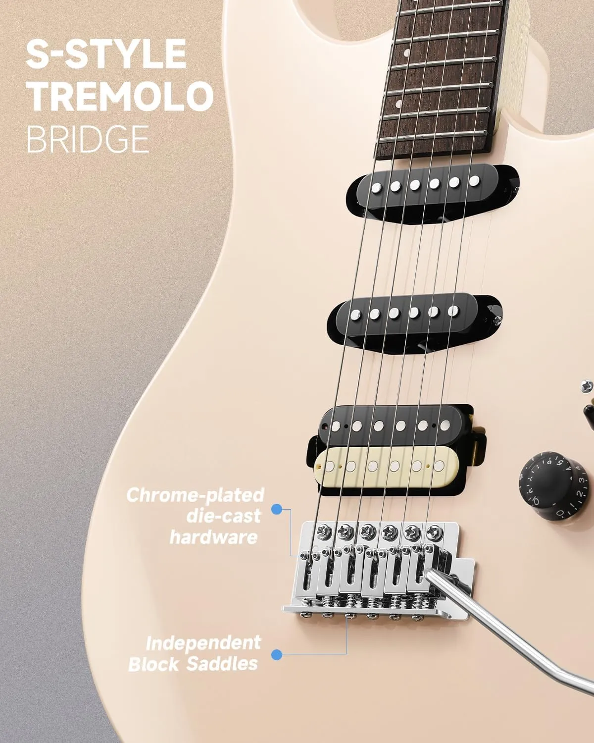 Donner DMT-66 39 Inch Full Size Electric Guitar for Beginner, Starter Electric Guitar Kit with Bag, Pink