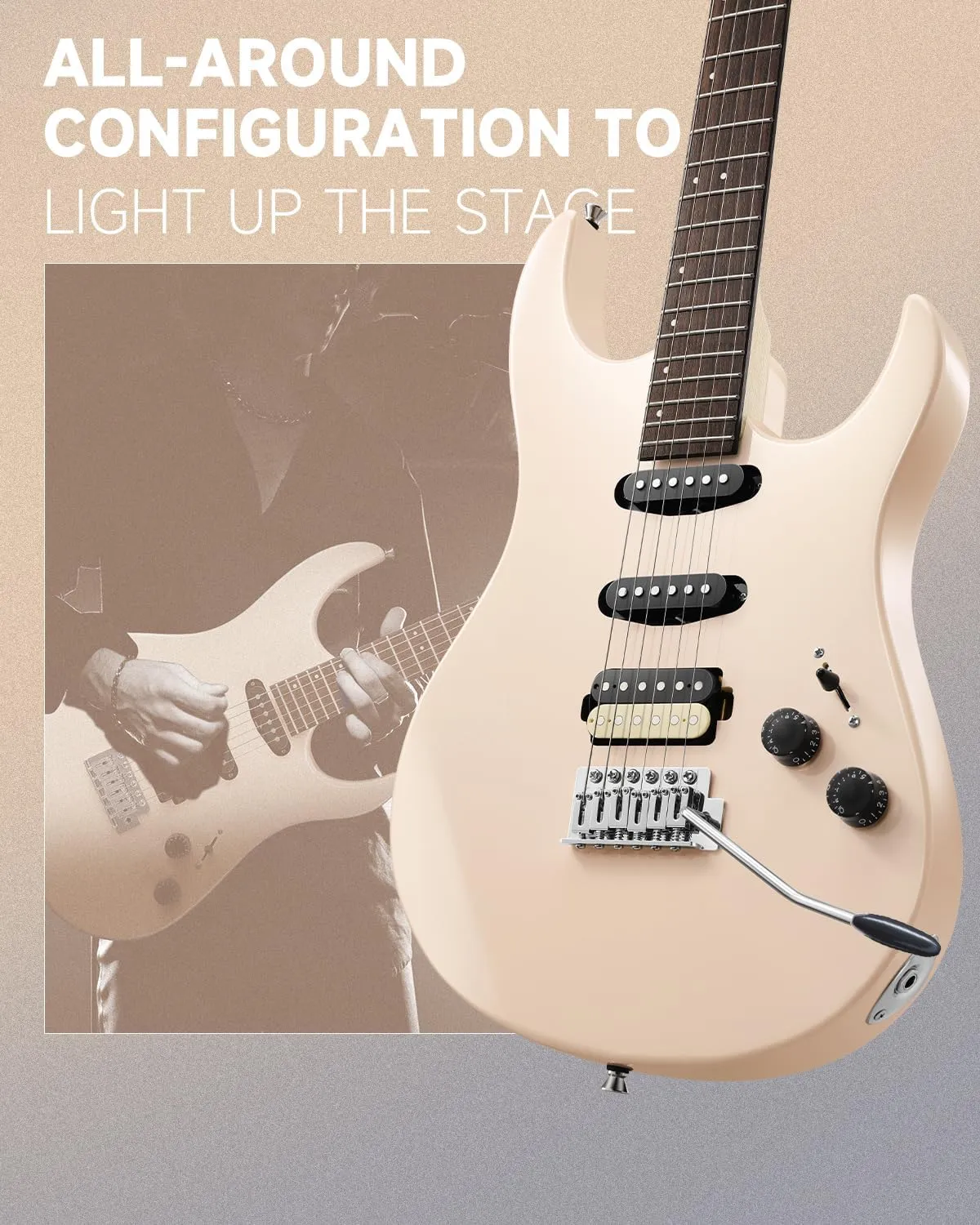 Donner DMT-66 39 Inch Full Size Electric Guitar for Beginner, Starter Electric Guitar Kit with Bag, Pink