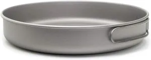 Doorslay Ultralight Titanium Frypan Titanium Pan with Folding Handle Outdoor Camping Hiking Picnic Cooking Frying Pan Skillet Griddle Tableware Cookware