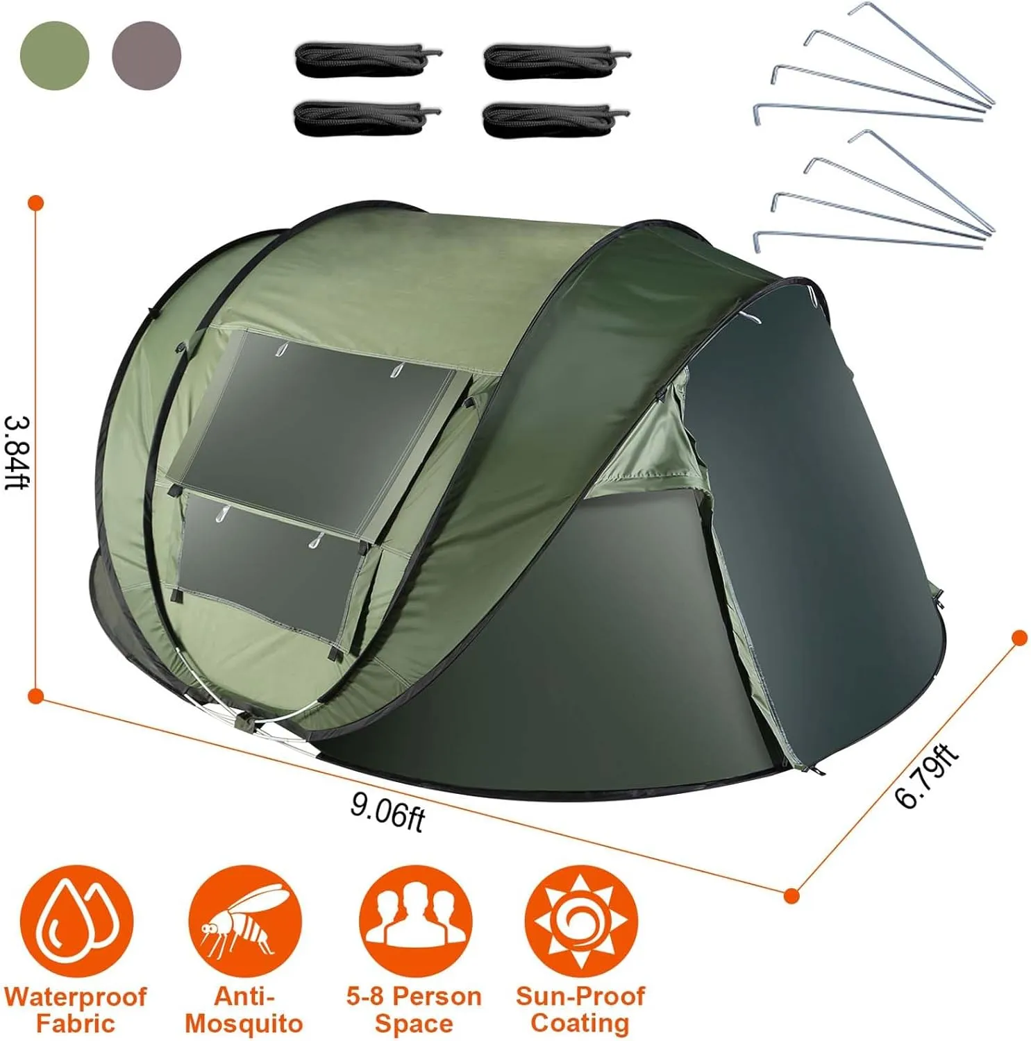 Easy Pop Up Tent, Waterproof Quick Setup Camping Tent Portable Pop-up Tent with Carrying Bag Instant Family Tents for Camping, Hiking, Traveling