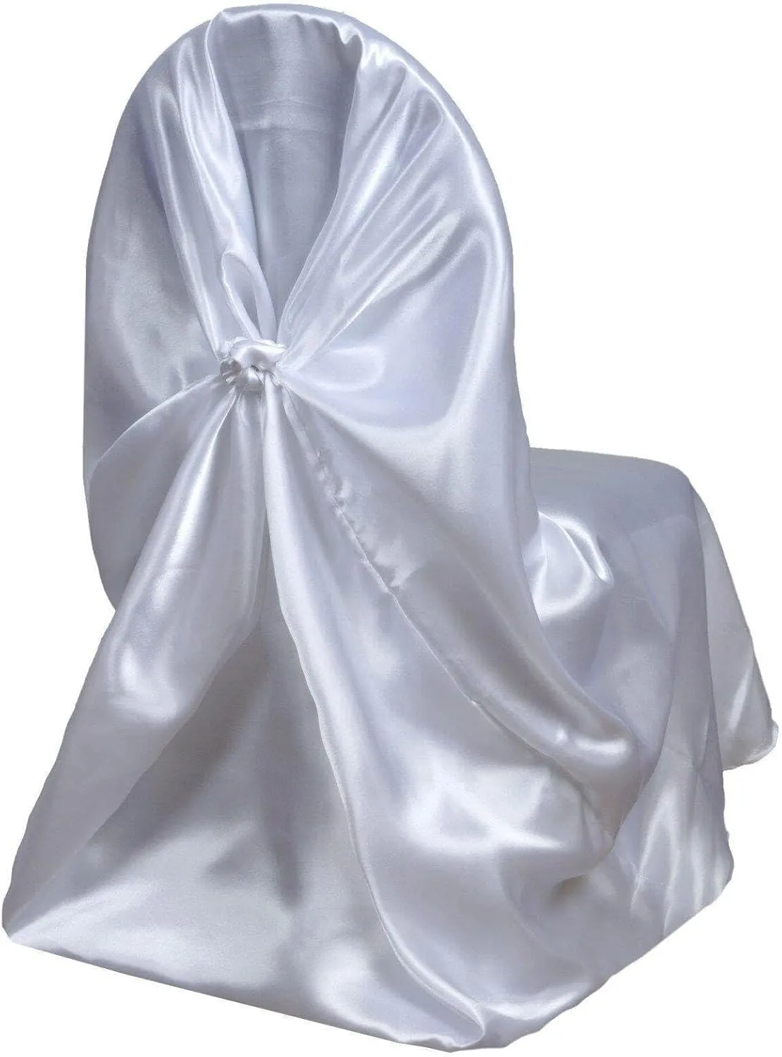Efavormart White Chair Covers for Party 50 PCS Universal Satin Self Tie Banquet Folding Wedding Chair Cover - Fit on Most Chairs - Easy Use & Machine Wash Slipcovers for Outdoor Events