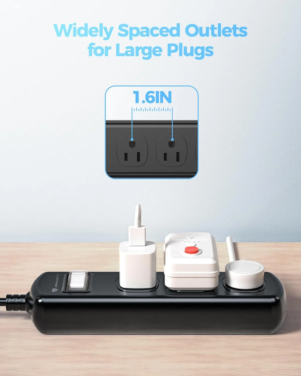 EIGSO Outdoor Power Strip Weatherproof, IPX6 Grade Waterproof Surge Protector with 3 Wide Outlets, Anti-Electric Shock, 10 FT Heavy Duty Extension Cord for Outdoor Patio Garden, Black