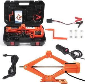 Electric Car Floor Jack 5 Ton All-in-one Automatic 12V Scissor Lift Jack Set for SUV w/Remote Tire Change Repair Emergency Tool Kits Floor Jack for Vehicle Wheel Change (5T)