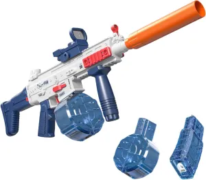 Electric Water Gun, Automatic Squirt Guns with Lights Up to 32 FT Range with Large Capacity,434CC 58CC Water Blasters for Kids Boys Girls Adults Outdoor Summer Swimming Pool Beach Shooting Game (Blue)