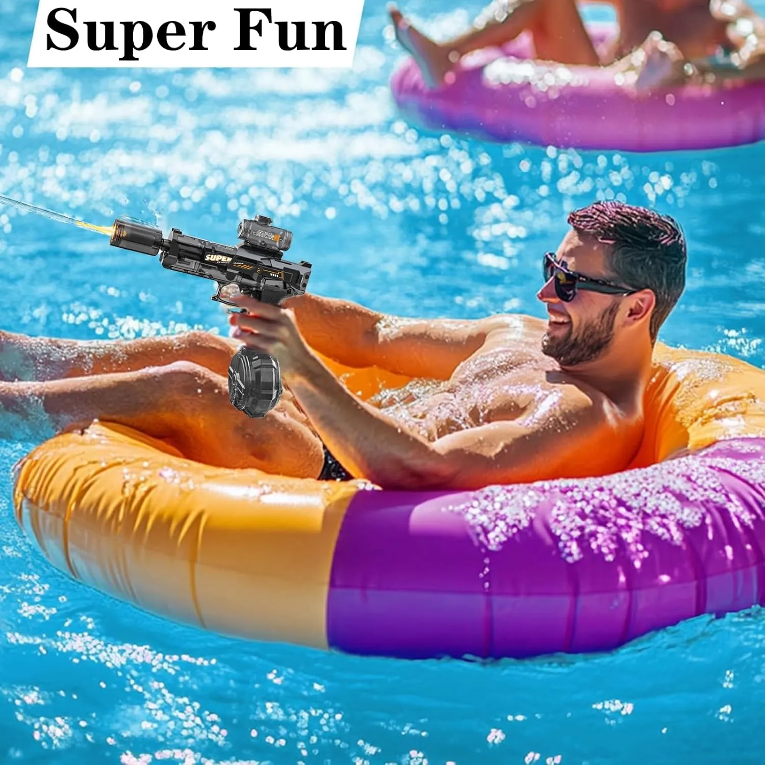 Electric Water Gun, Ultimate Battle Blaster with Realistic Gun Muzzle Automatic Squirt Gun with a Long Range of up to 26-30 Ft, LED Light Large Capacity IP7 Waterproof Fully Auto Water Gun (Red)