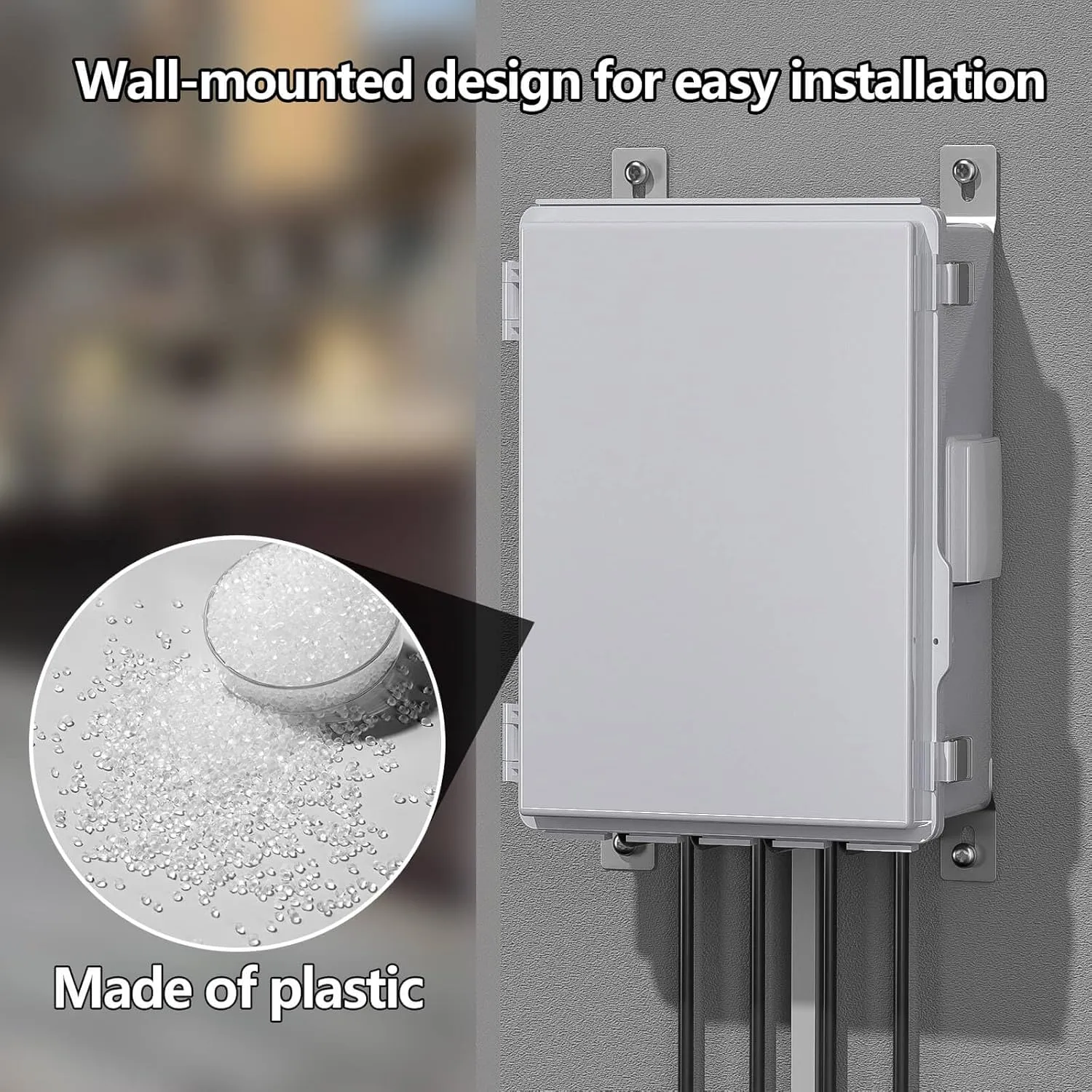 Electrical Junction Box, Ventilated Design, Cable Grommets, Indoor/Outdoor Use with Mounting Panel & Hinged Cover. Waterproof IP 65. (Grey Cover, 13.8"x9.7"x5.9")