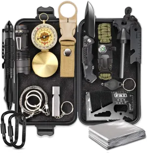 EMDMAK Gifts for Men Dad Husband Boyfriend, Survival Gear and Equipment 15 in 1, Outdoor Emergency Survival Kit, Camping Hunting Fishing Christmas Birthday Gifts Ideas for Him Teen Boy Cool Gadget