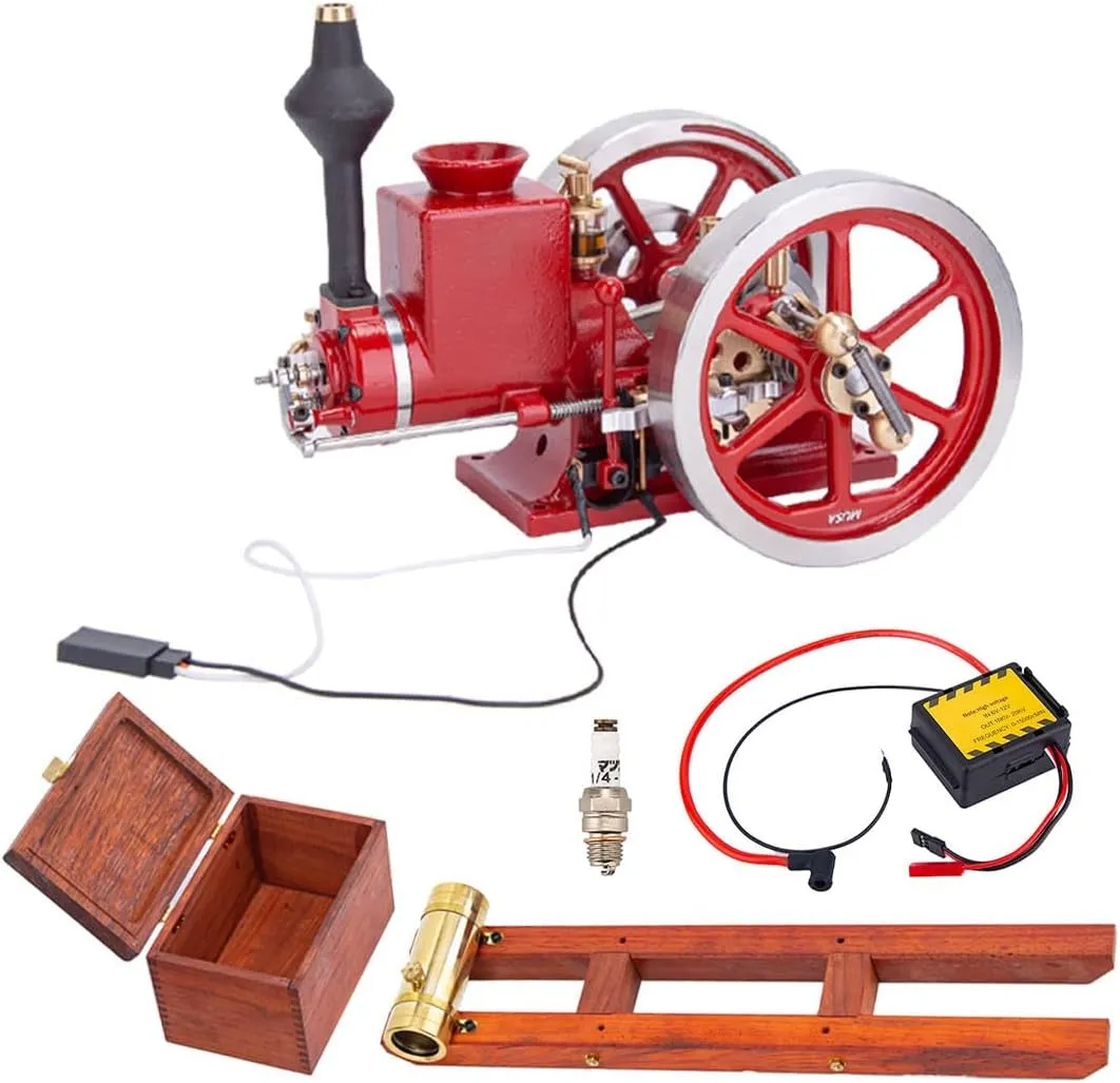 Engine Kit for Adults, Horizontal Hit and Miss Engine Model Kit That Runs, Engine Motor Model Educational Physics Experiment STEM Model - RTR