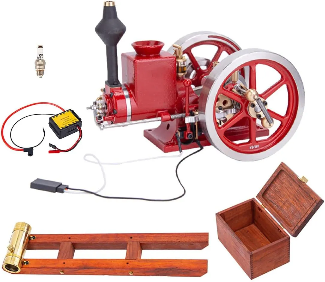 Engine Kit for Adults, Horizontal Hit and Miss Engine Model Kit That Runs, Engine Motor Model Educational Physics Experiment STEM Model - RTR