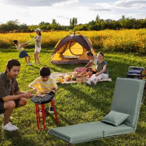 Enjoy Comfort Anywhere with Portable Folding Chair, 14-Position Adjustable Recliner, Lightweight Carry Bag, Outdoor Travel, Picnics, BBQ, Light Green