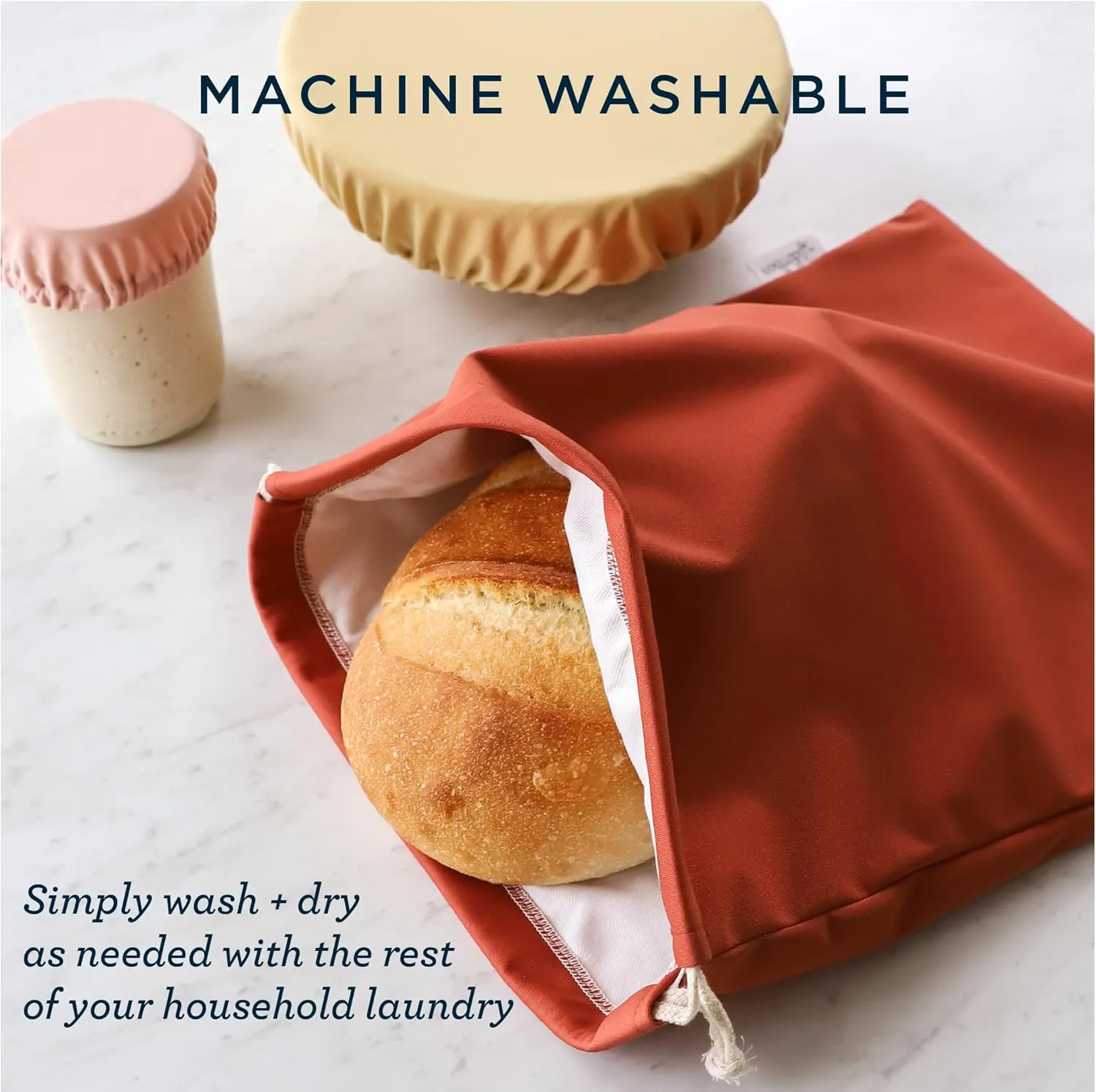 Esembly Sourdough Proofing Kit, Bread Storage Bag, Bread Proof Bowl Cover and Starter Cover - Reusable, Made with 100% TPU Washable Material and Organic Cotton Lined- 3-Piece Set - Gingham   Buds