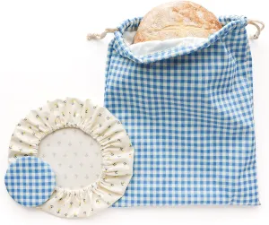 Esembly Sourdough Proofing Kit, Bread Storage Bag, Bread Proof Bowl Cover and Starter Cover - Reusable, Made with 100% TPU Washable Material and Organic Cotton Lined- 3-Piece Set - Gingham   Buds