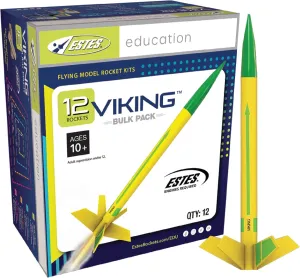 Estes 1755 Bulk Pack of 12 Viking Rocket-Building Kits, Intermediate Flying-Rocket-Model Kits for Ages 10 , Classroom Science Experiments
