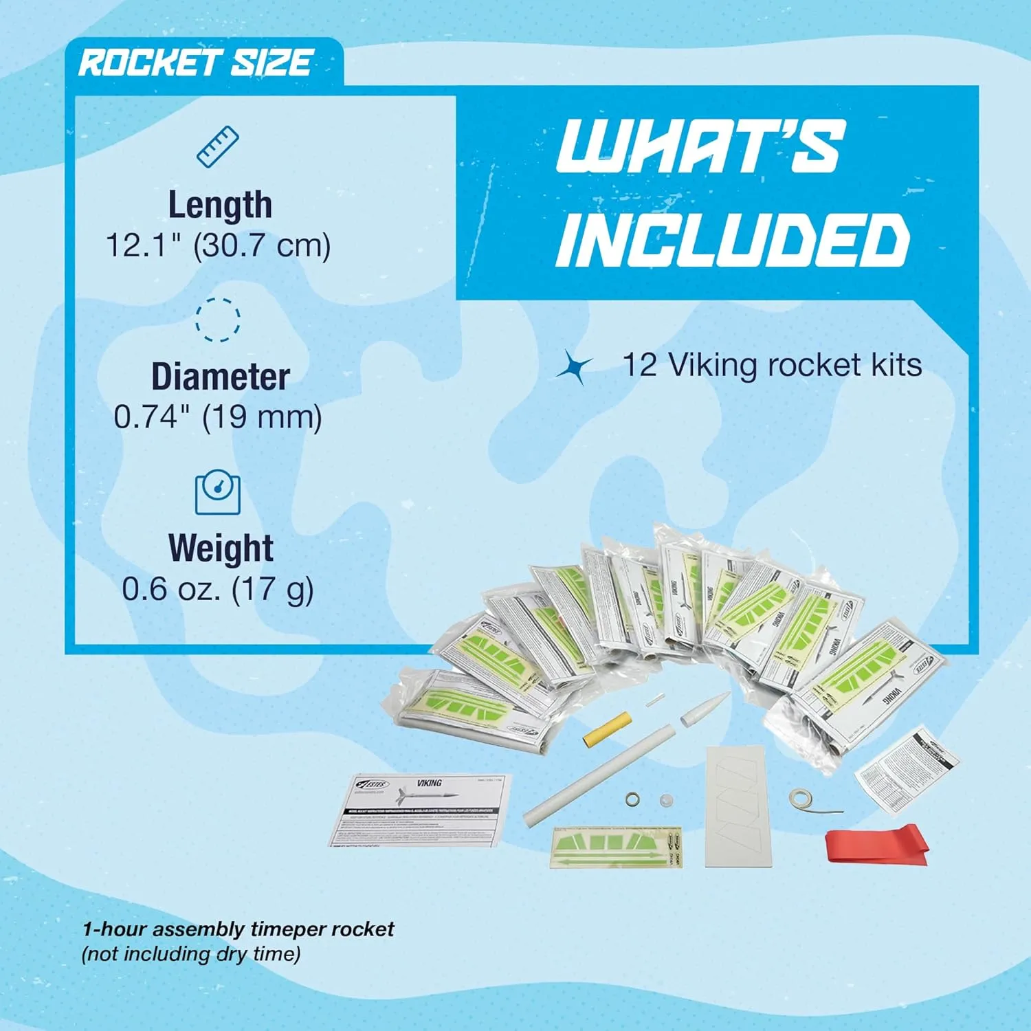Estes 1755 Bulk Pack of 12 Viking Rocket-Building Kits, Intermediate Flying-Rocket-Model Kits for Ages 10 , Classroom Science Experiments