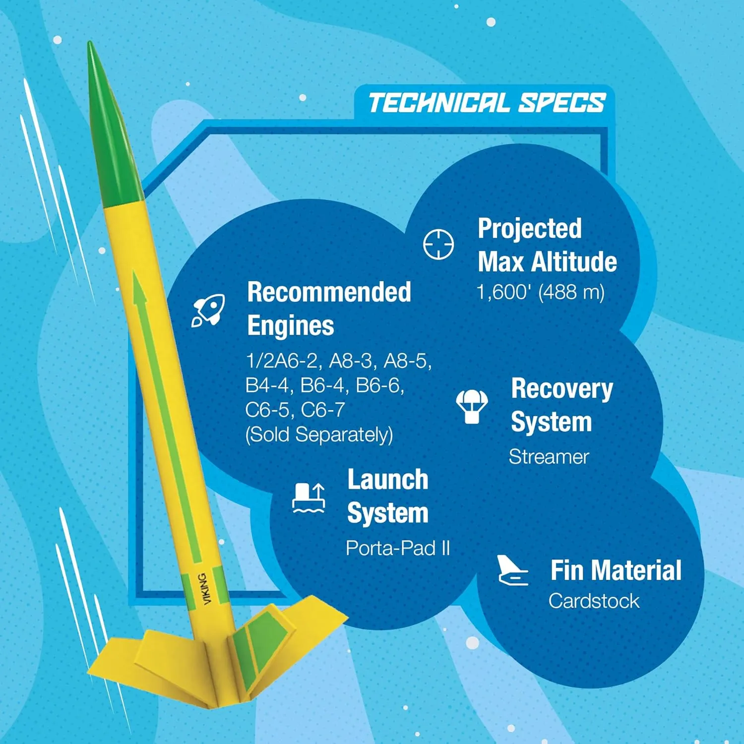 Estes 1755 Bulk Pack of 12 Viking Rocket-Building Kits, Intermediate Flying-Rocket-Model Kits for Ages 10 , Classroom Science Experiments