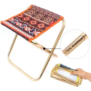 Ethnic Style Folding Chair Stool