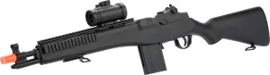 Evike Airsoft - US Socom Airsoft M14 Full Size Cycling Action Powered Rifle   Red Dot   Flashlight