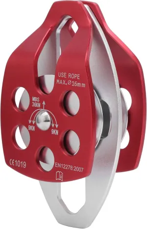 EVTSCAN Outdoor Survival Sideplate Double Sheave Aluminum Pulley Climbing Mountaineering Accessory