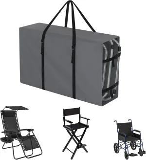Explore Land 2-in-1 Folding Chair Storage Bag - 900D Furniture Cover for Lounge Zero Gravity Light Weight Transport Folding Rollator Walker(42" L x 9" W x 28" H, Grey)