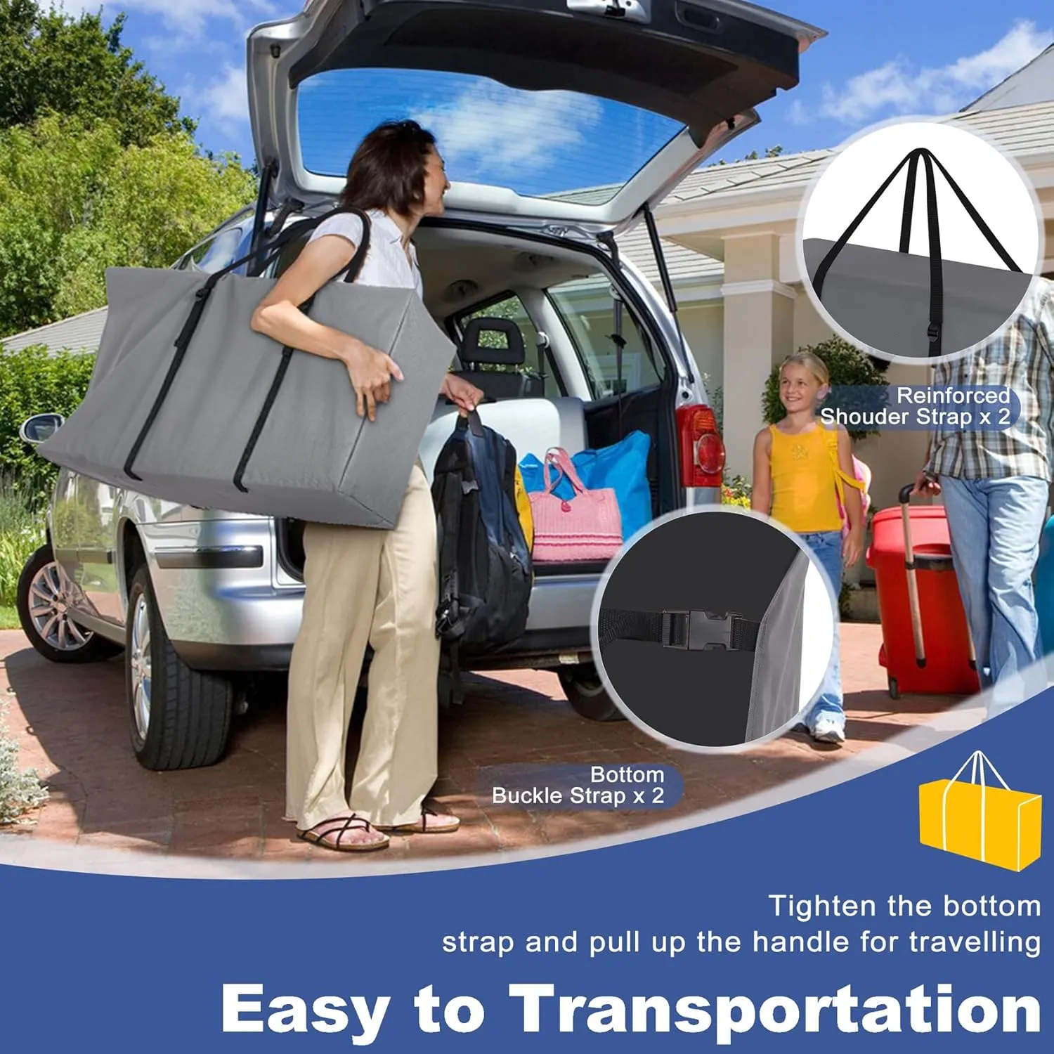 Explore Land 2-in-1 Folding Chair Storage Bag - 900D Furniture Cover for Lounge Zero Gravity Light Weight Transport Folding Rollator Walker(42" L x 9" W x 28" H, Grey)