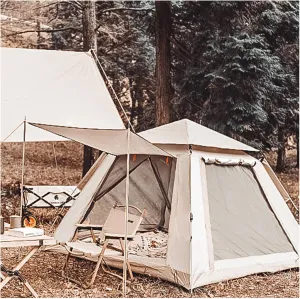 Family Tents for Camping 4 People Insect-Proof,Double Doors and Four Windows Tent Light and Stable Tent for Camping, Hiking, Mountaineering