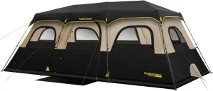 FanttikOutdoor Instant Cabin Tent 6/8/10/12 Person Camping Tent Setup in 60 Seconds with Rainfly & Windproof Portable with Carry Bag for Family Camping & Hiking, Upgraded Ventilation, Khaki