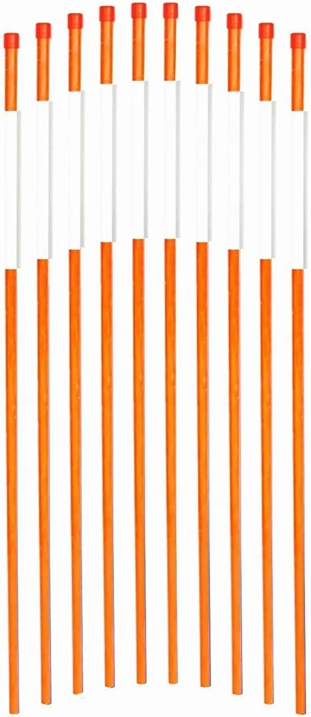 FiberMarkers 72Inch Reflective Driveway Markers Driveway Poles for Easy Visibility at Night 1/4inch Diameter Orange, 20pack, 6 Feet Long (Hollow Rod