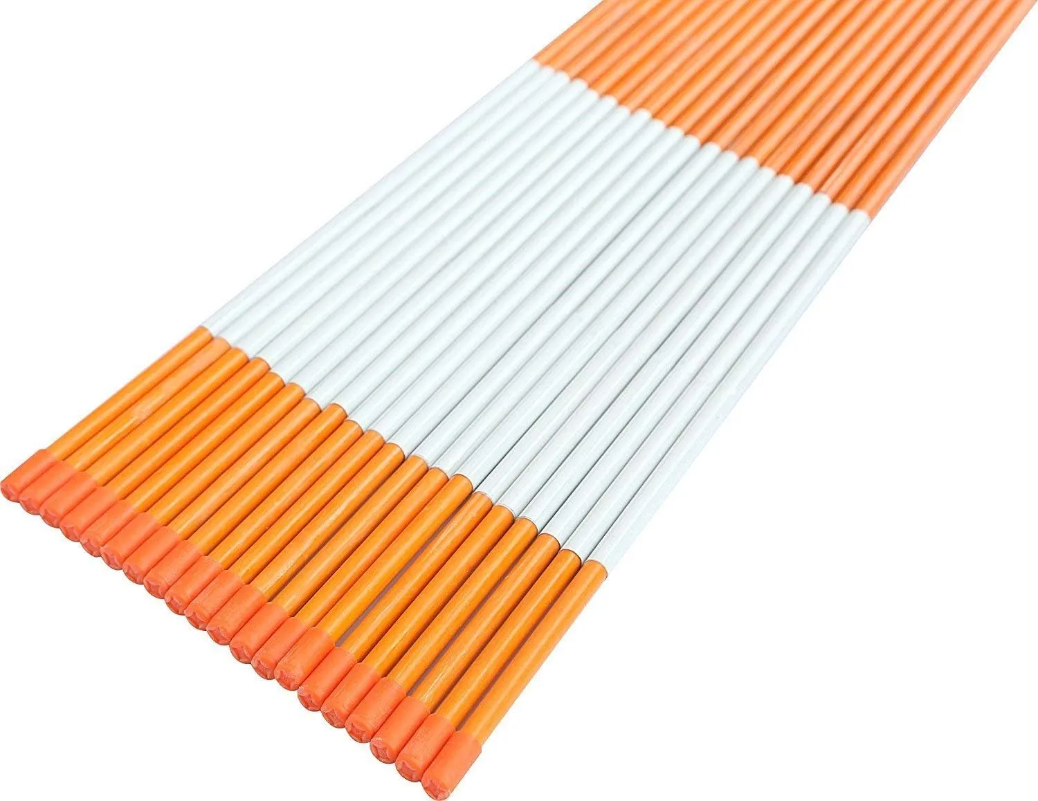 FiberMarkers 72Inch Reflective Driveway Markers Driveway Poles for Easy Visibility at Night 1/4inch Diameter Orange, 20pack, 6 Feet Long (Hollow Rod