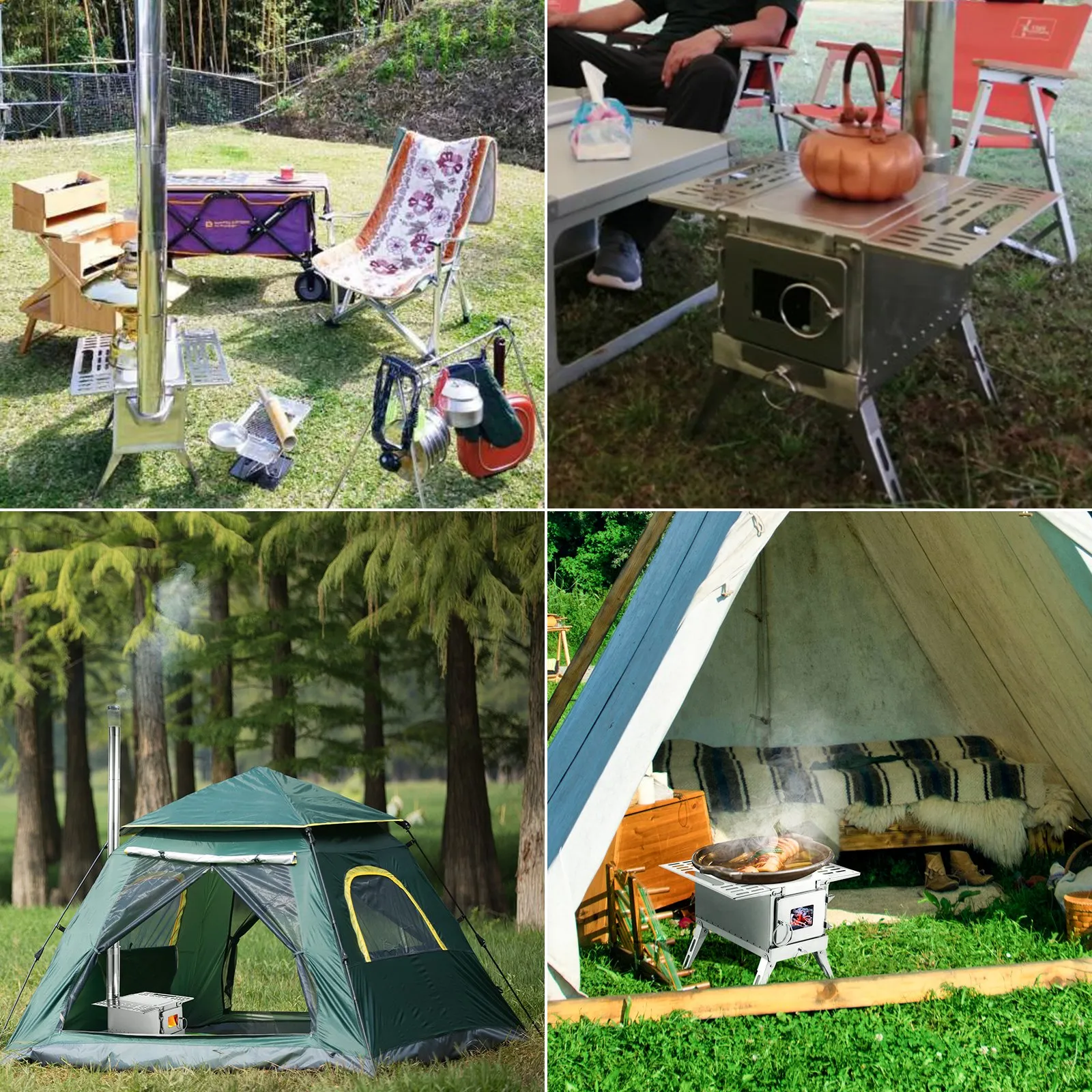 (FINAL PRICES ARE LOWER ON OUR SITE!) VEVOR Tent Wood Stove,Outdoor Camping Wood Burning Stove Stainless Steel With Folding Pipe,Portable Wood Stove 90.6'' Height Wood Tent Stove For Camping, Tent Heating, Hunting, Outdoor Cooking