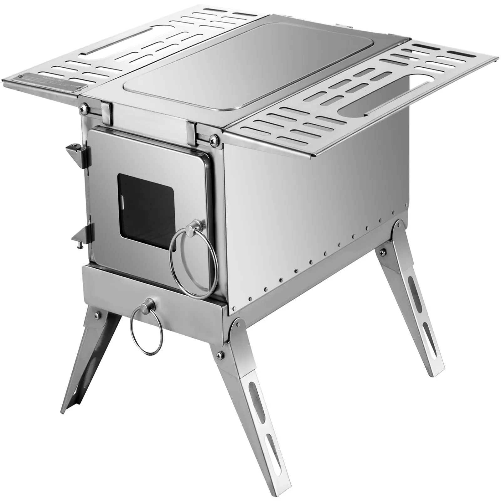 (FINAL PRICES ARE LOWER ON OUR SITE!) VEVOR Tent Wood Stove,Outdoor Camping Wood Burning Stove Stainless Steel With Folding Pipe,Portable Wood Stove 90.6'' Height Wood Tent Stove For Camping, Tent Heating, Hunting, Outdoor Cooking