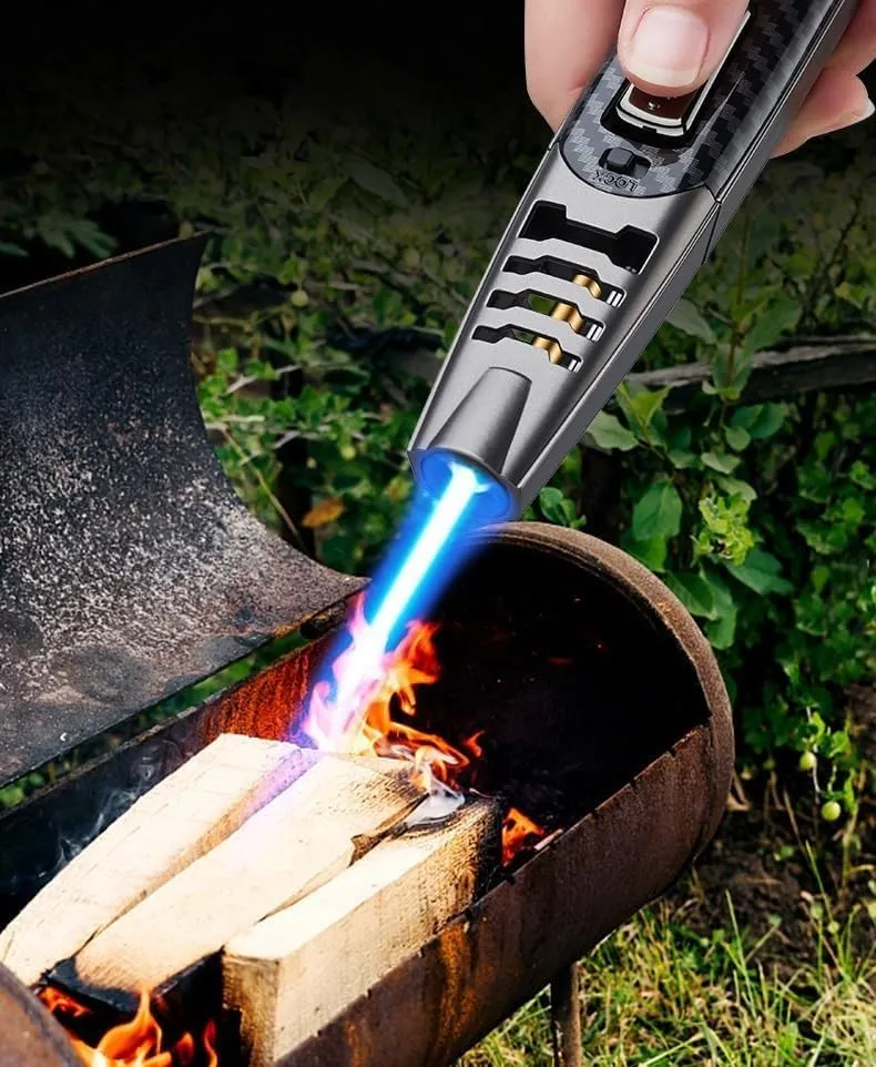 Fire Blaze Lighter, Fireblaze Electric Lighter, Powerful Adjustable Flame Dual-Arc Torch Lighter, Waterproof and Windproof Suitable for Camping Barbecue Fireplace Candles(Brown2)