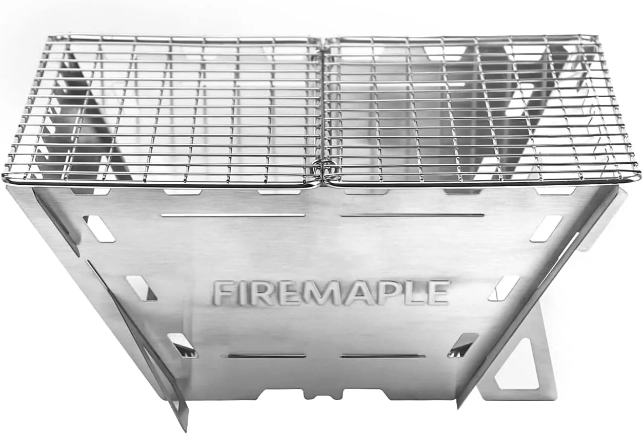 Fire Maple Maverick Wood Stove | Portable Durable Stainless Steel Campfire Stove with Grill | Ideal for Camping Backpacking Hiking Trips (Square Version)