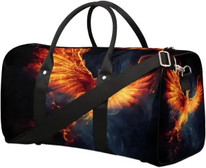 Fire Phoenix Travel Duffel Bag for Women Men Waterproof Foldable Overnight Weekender Bag Large Capacity Sports Gym Bag