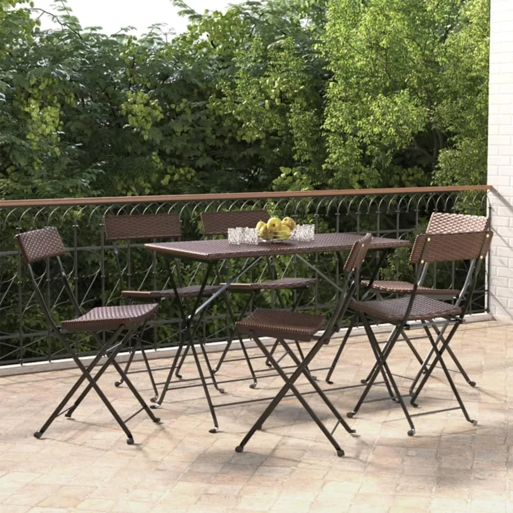 fire Pit Chairs,high Chair,Patio Furniture,Beach Chair,Folding Bistro Chairs 6 pcs Brown Poly Rattan and SteelFor Gardens, patios, Balconies