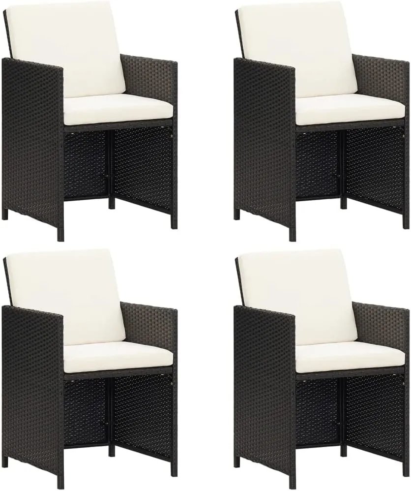 fire Pit Chairs,high Chair,Patio Furniture,Beach Chair,Patio Chairs 4 pcs Poly Rattan BlackFor Gardens, patios, Balconies