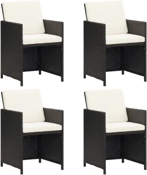 fire Pit Chairs,high Chair,Patio Furniture,Beach Chair,Patio Chairs 4 pcs Poly Rattan BlackFor Gardens, patios, Balconies