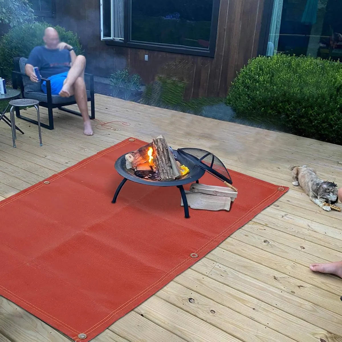 Fire Pit Mat—Silicone stove fire mat，Retardant | Fireproof | Heat Resistant，Ember Mat and Grill mat， Under the stove, Protect your deck, terrace, lawn or campground from embers，Washable (58”×58“)
