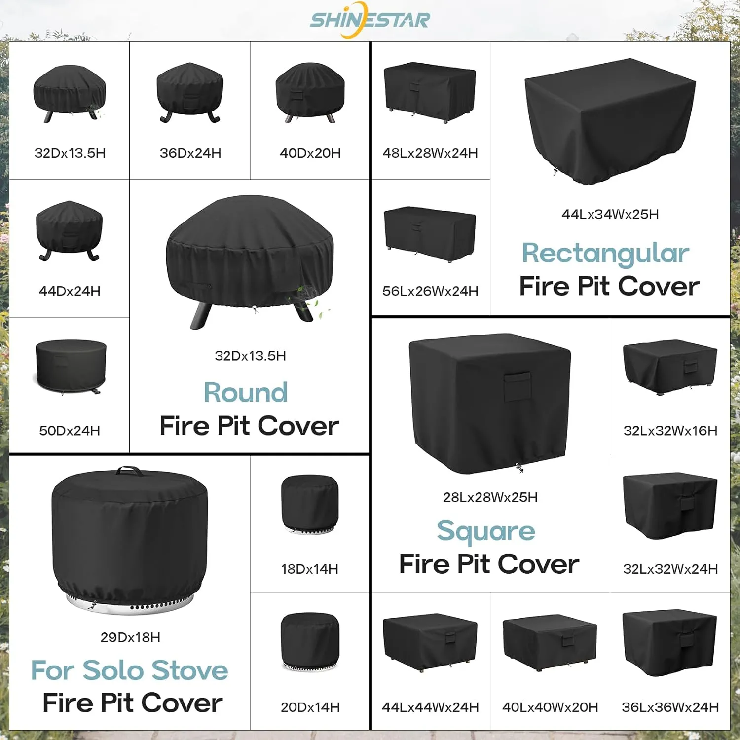 Fire Pit Table Cover for Outland Living 401/403 Outdoor Propane Gas Fire Table, 44 Inch Heavy Duty Waterproof Rectangular Fire Pit Cover, Black