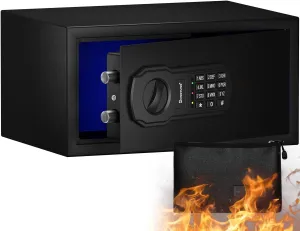 Fire Resistant Safe Box with Fireproof Waterproof Bag and Sensor Light,0.55 Cubic Feet Money Safe with Emergency External Power Supply,Electronic Digital Security Safe