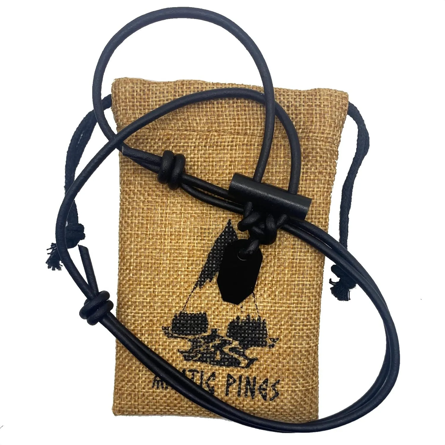 Fire Starter Necklace (Black Regular Cord, Black/Gray Striker)