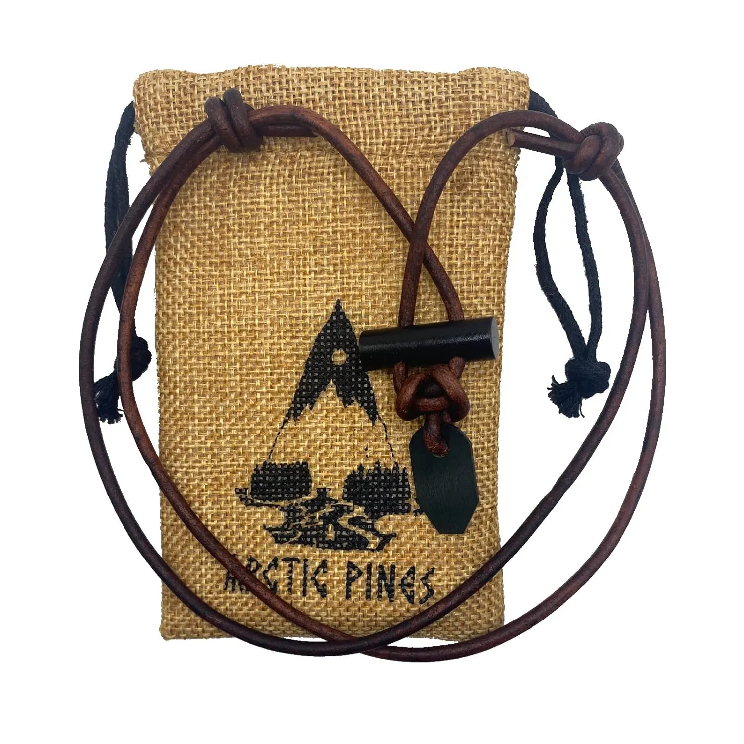 Fire Starter Necklace (Brown Regular Cord, Black/Gray Striker)