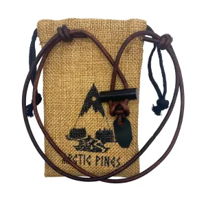 Fire Starter Necklace (Brown Regular Cord, Black/Gray Striker)