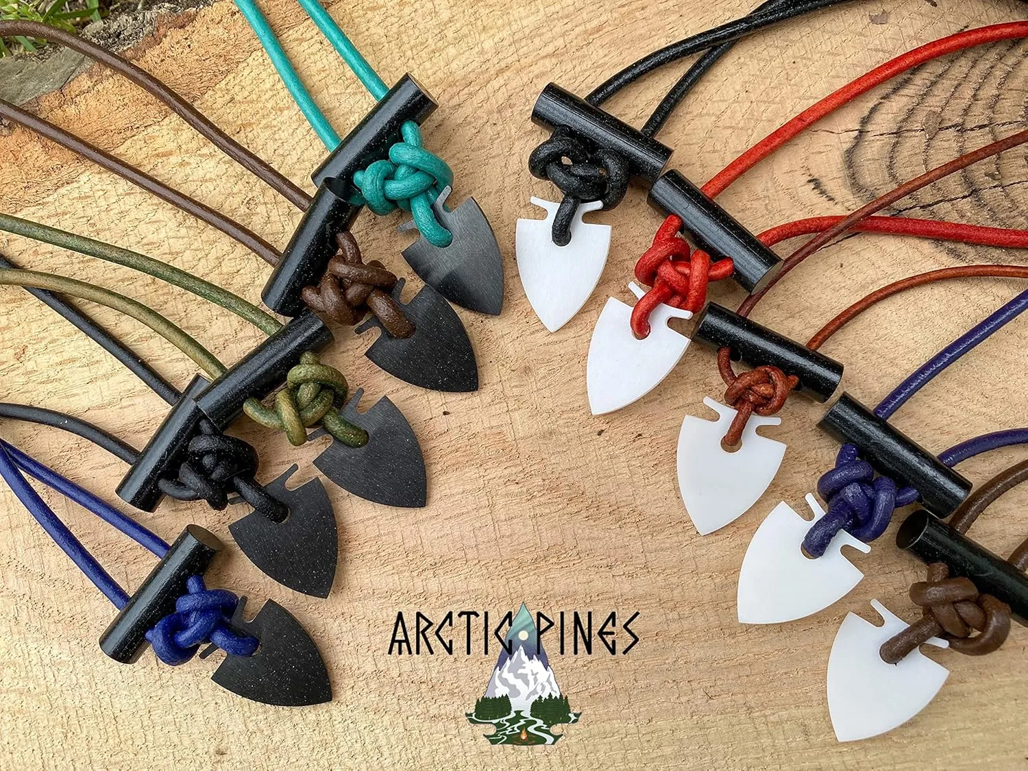 Fire Starter Necklace (Brown Regular Cord, White Striker) - Gear for Camping, backpacking, bushcraft, hiking, hunting, survival fire kit