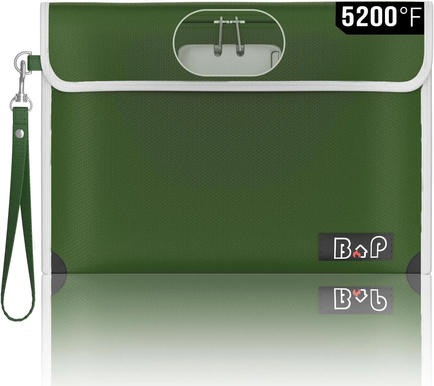 Fireproof Bag with Lock - 5200°F Heat Insulated, Waterproof Fireproof Money Bag with Zipper, Fireproof Document Bag for A5 Size Documents/Cash/Valuables/Passport, 11”X 7.7”(Olive Drab)