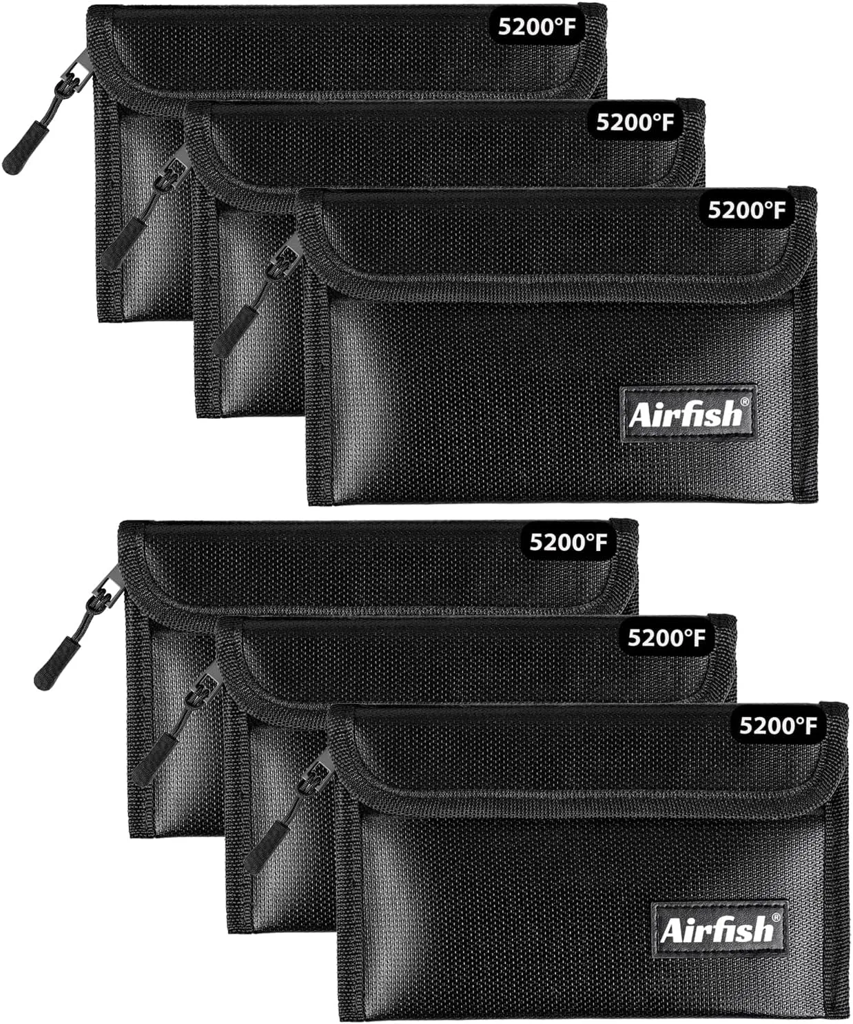 Fireproof Money Bag, 5 x 8 inches Fireproof Wallet, Waterproof Cash Bag with Zipper, Small Fireproof Cash Bag for Valuables