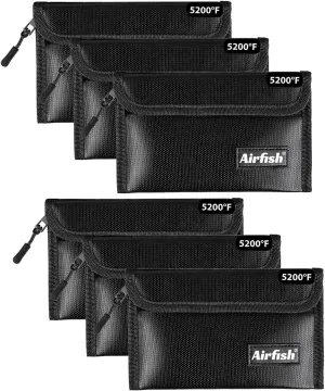 Fireproof Money Bag, 5 x 8 inches Fireproof Wallet, Waterproof Cash Bag with Zipper, Small Fireproof Cash Bag for Valuables