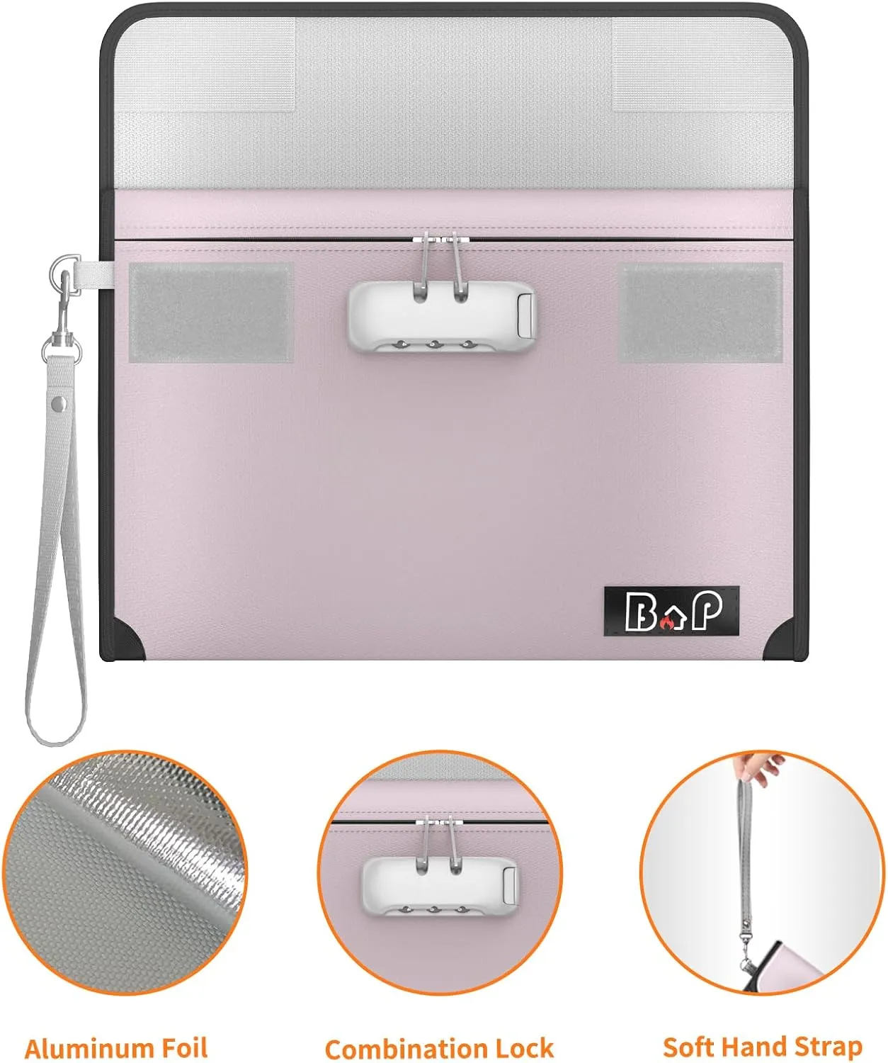 Fireproof Money Bag with Lock - 5200℉ Heat Insulated, BALAPERI Waterproof Zipper Pouch, Fireproof Document Bag for Cash, A5 Size Documents, Passport and Valuables, 11”X 7.7”(Silver)