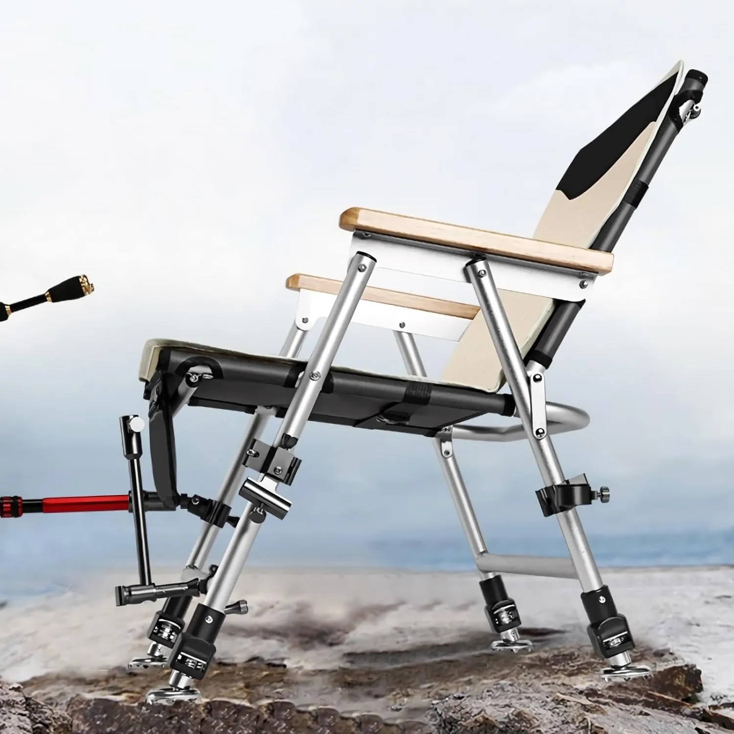 Fishing Chair Folding Recliner Chair Portable Lightweight Reclining Fishing Chair Removable Cushion Camping Chair Camping Chair(C)